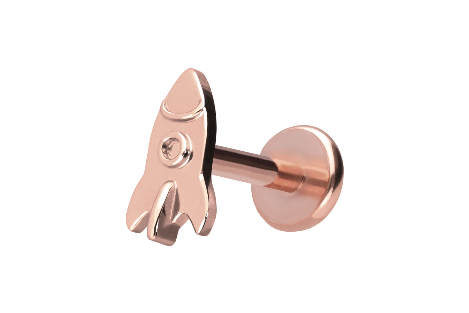 Titan Labret Piercing mit Push Fit RAKETE